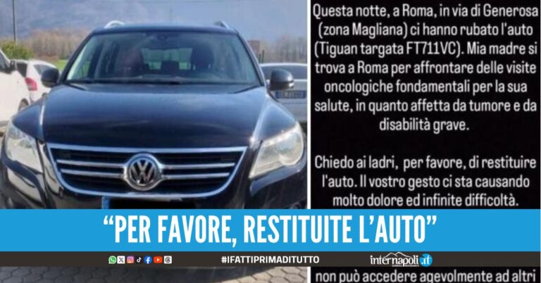 Dopo un viaggio in macchina dalla Calabria a Roma per curare un cancro, le rubano l'auto: "Abbiate cuore"