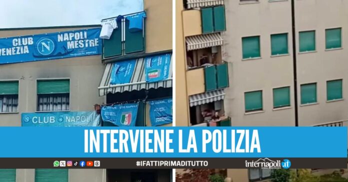 Lite condominiale a Mestre per le bandiere del Napoli: 