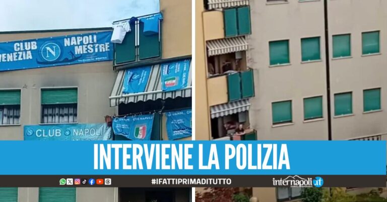 Lite condominiale a Mestre per le bandiere del Napoli: "Devi levarle da lì". "Lei è una razzista!"