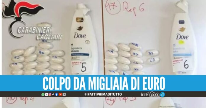 Da Napoli a Cagliari con 1 kg di cocaina, era nascosta nello shampoo
