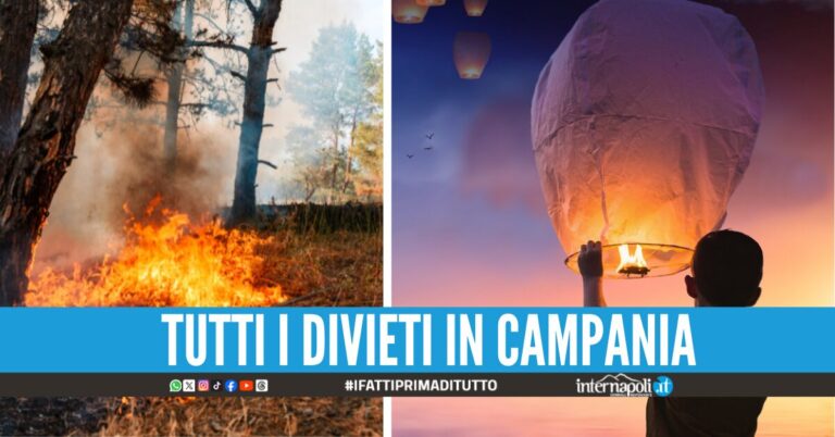 Emergenza incendi boschivi, dal 15 giugno divieto di fuochi d'artificio e lanterne volanti