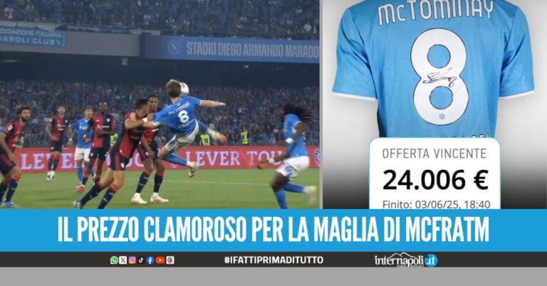 La maglia di McTominay indossata durante Napoli-Cagliari venduta a 24mila euro