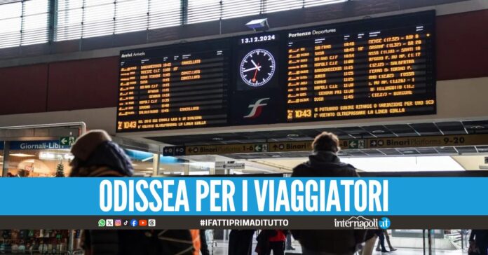 Guasto sulla linea Napoli-Roma, treni cancellati e ritardi di 170 minuti