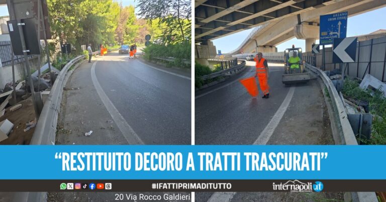 Torna libero il tratto dell'Asse Mediano di Arzano, la strada è stata ripulita dai rifiuti