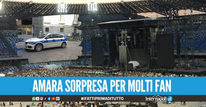 Controlli a tappeto fuori al Maradona durante il concerto di Marracash, 