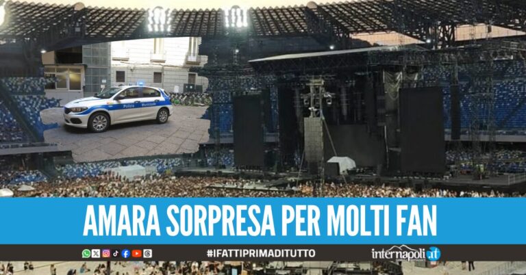 Controlli a tappeto fuori al Maradona durante il concerto di Marracash, "piazza pulita" tra bevande e veicoli