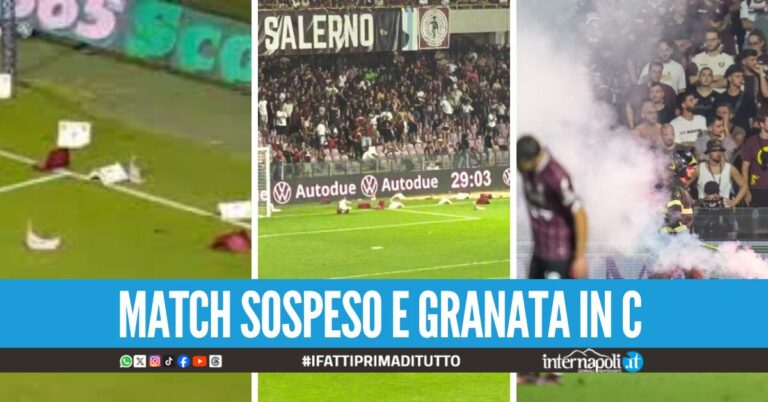 Disordini all'Arechi durante Salernitana-Sampdoria, lancio di petardi e sediolini in campo