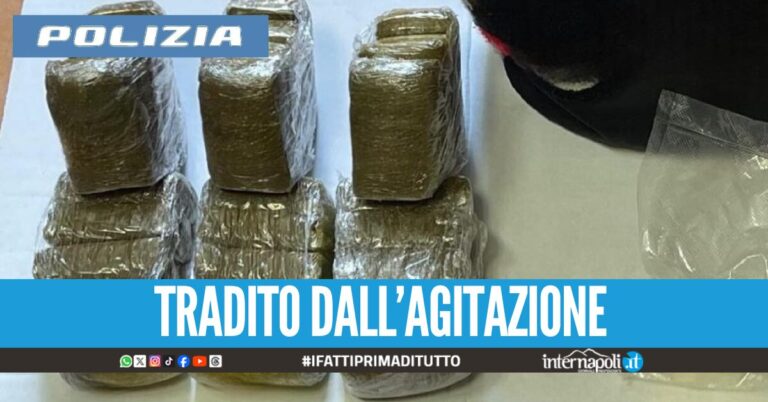 Beccato con oltre 3 kg di hashish nello zaino, arrestato 31enne a Torre del Greco