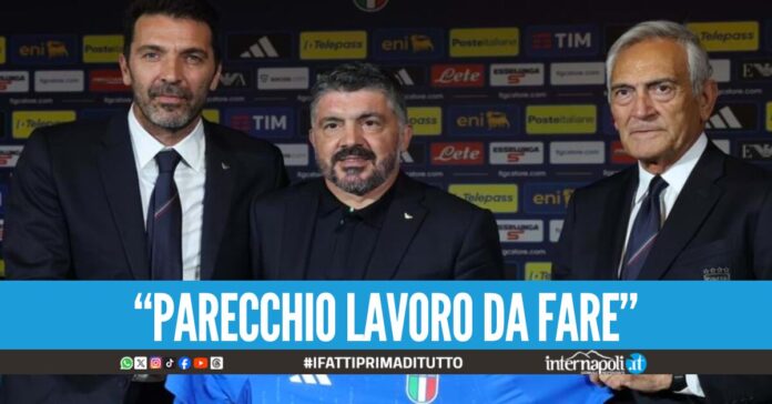 Rino Gattuso alla sua prima conferenza stampa come Ct dell'Italia