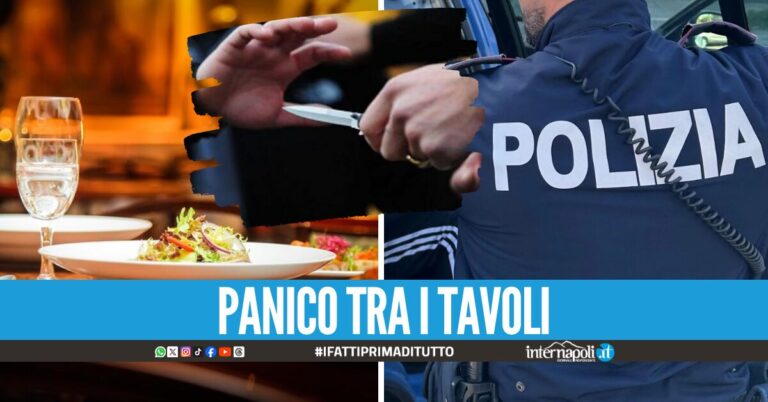 Paura nel ristorante a Napoli, armato di coltello tenta di rapinare un cliente: arrestato