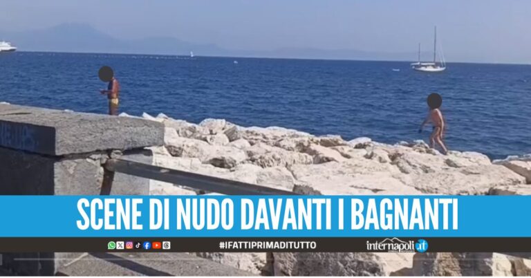 Rapporto orale sugli scogli del lungomare Caracciolo tra due uomini, interviene la Finanza