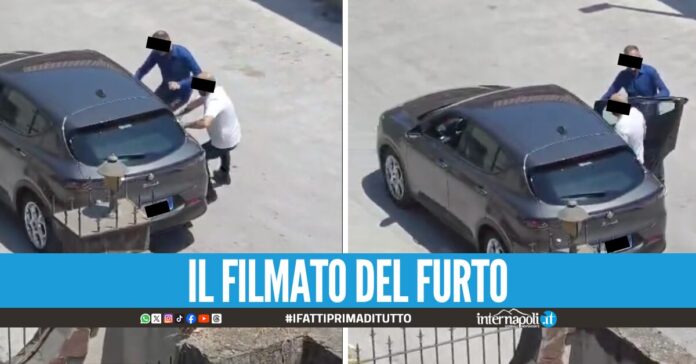 “Mariuoli! Mariuoli!” furto d'auto in pieno giorno a Melito: i ladri ripresi dal balcone