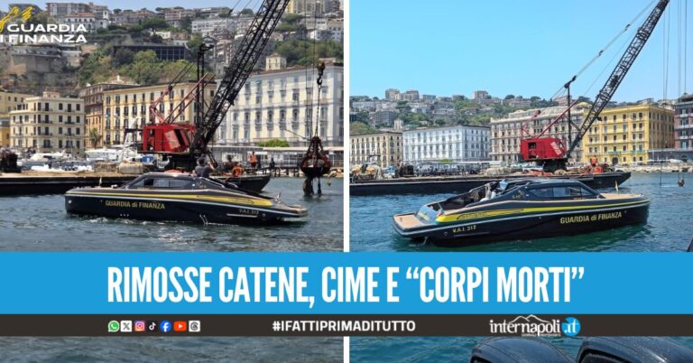 Blitz della Finanza sul Lungomare Caracciolo, smantellati numerosi ormeggi abusivi