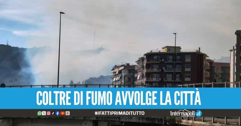 Grosso incendio sulla collina dei Camaldoli, fumo fino ai quartieri Vomero e Arenella