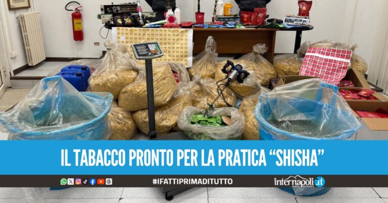 Scoperto laboratorio abusivo di melassa destinata ai narghilè nel Napoletano, sequestrati 900 kg di tabacco