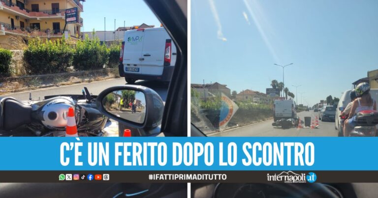 Incidente sulla Circumvallazione Esterna a Giugliano, scontro tra moto e furgone