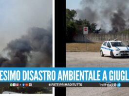 Rogo tossico nella zona Asi di Giugliano, in fiamme rifiuti nei pressi del campo rom