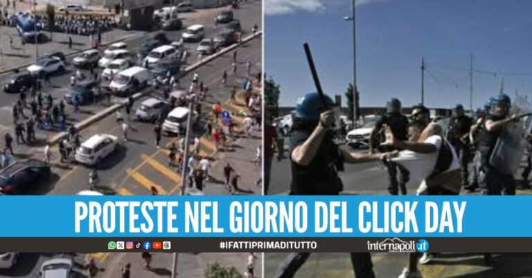 Tensione a Napoli tra disoccupati e polizia, scontri in città