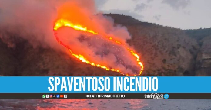 Incendio in penisola Sorrentina, fiamme vicino alle case