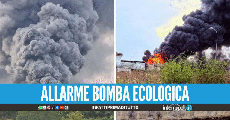 Rogo di rifiuti nell'azienda nel Casertano, disagi e nube tossica visibile da chilometri