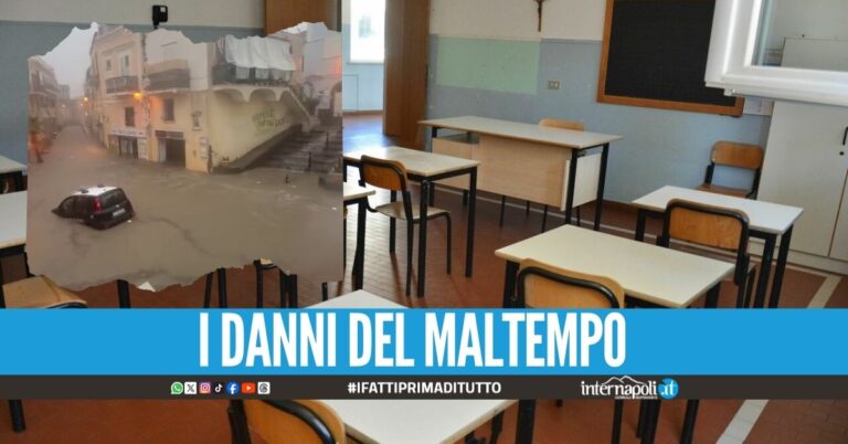Temporali e allagamenti, scuole chiuse a Forio d'Ischia