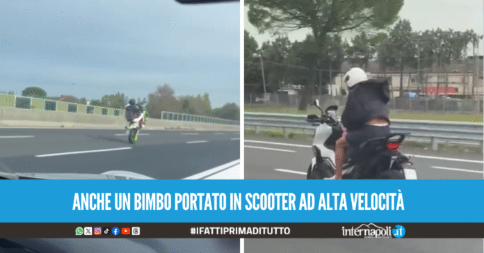 Follie sulla Napoli-Roma verso Afragola, gara di impennate tra giovanissimi in scooter