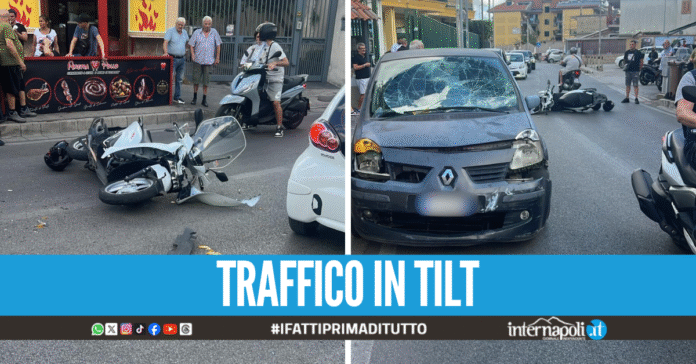 Schianto auto-scooter in centro a Giugliano, ferito il conducente del due ruote