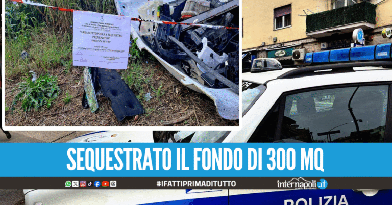"Cimitero" di pezzi d'auto scoperto nel terreno ad Arzano, denunciato il proprietario