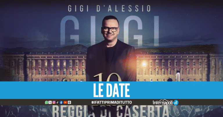 Gigi D'Alessio "re" della Reggia di Caserta, 10 concerti evento nel 2026: i dettagli