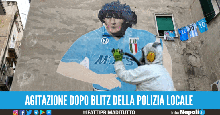 Clamoroso al Largo Maradona, i commercianti minacciano di coprire il volto di Diego