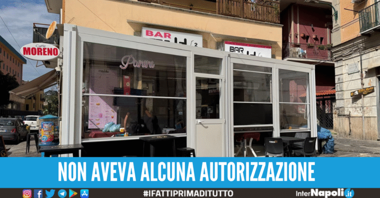 Scoperto noto bar con dehors abusivo a Bagnoli, sequestrata la struttura
