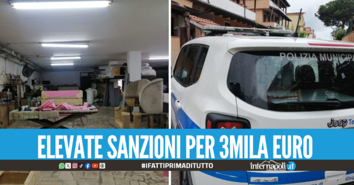 Fabbrica di divani fuorilegge a Giugliano scoperta dalla Municipale, due denunciati