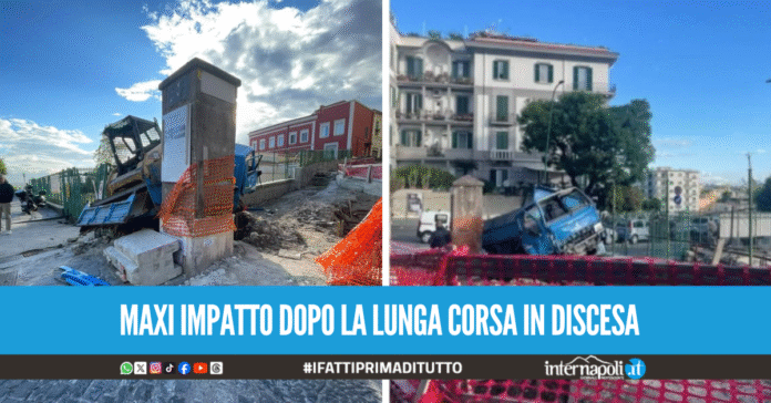 Tragedia sfiorata al Vomero, camion impazzito sbanda e distrugge 10 auto dopo lo schianto
