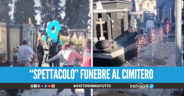 Cimitero trasformato in una discoteca, fuochi d'artificio e spettacolo neomelodico all'arrivo della bara