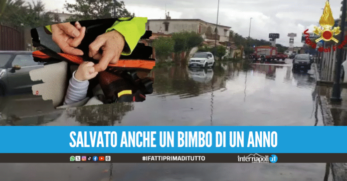 Allagamenti nel Casertano, pompieri salvano un neonato di 7 mesi
