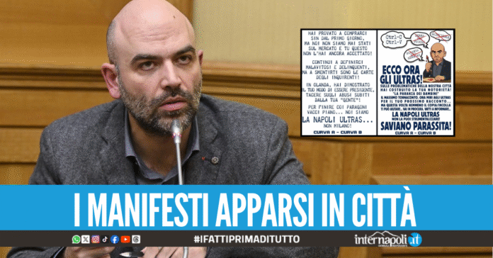 Gli ultras delle curve A e B contro Roberto Saviano: 