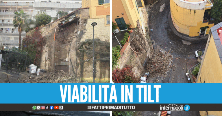 I danni del maltempo a Napoli, crolla un costone del parco Carelli a Posillipo