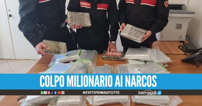 Sequestrati 23 kg di cocaina purissima nel Napoletano, fermata la corriera
