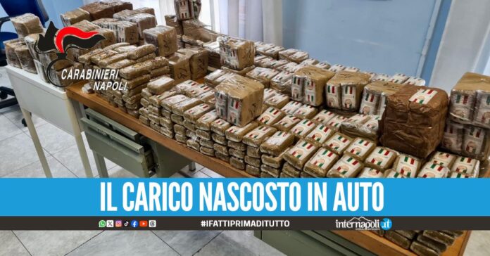 Trovati 110 chili di hashish impacchettati in 5 grossi borsoni. La scoperta è dei Carabinieri della tenenza di Arzano, in una