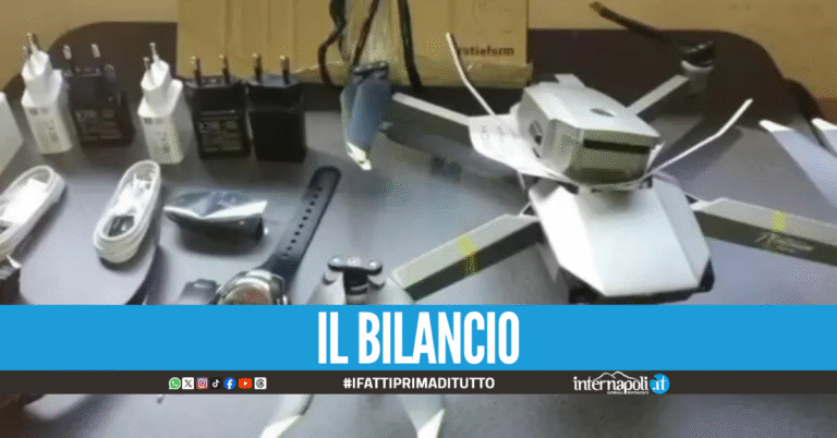 Maxi sequestro nel carcere di Poggioreale: 200 cellulari, 9 chili di droga a 30 droni