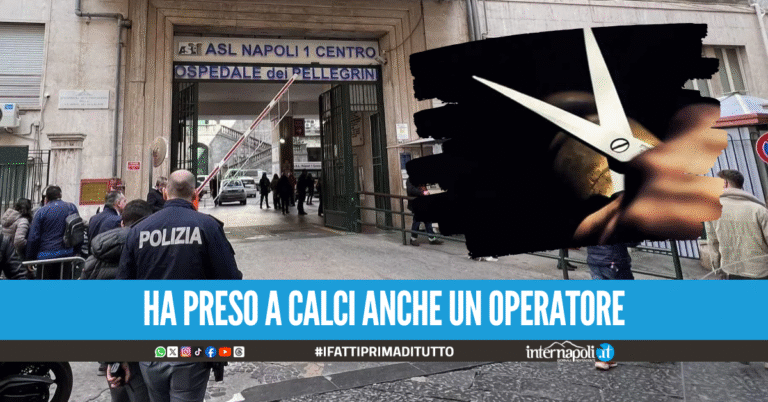 Paura al Pellegrini, paziente minaccia con le forbici e prende a calci l'infermiera