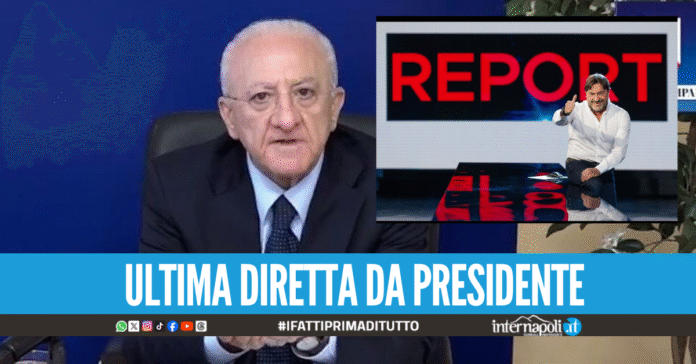 Ultima diretta da Presidente di De Luca, saluta i cittadini della Campania e querela Report