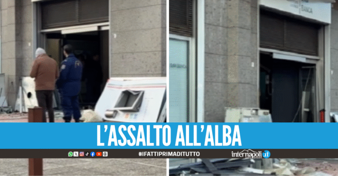 Colpo in banca ad Aversa, ladri in fuga con lo sportello ATM
