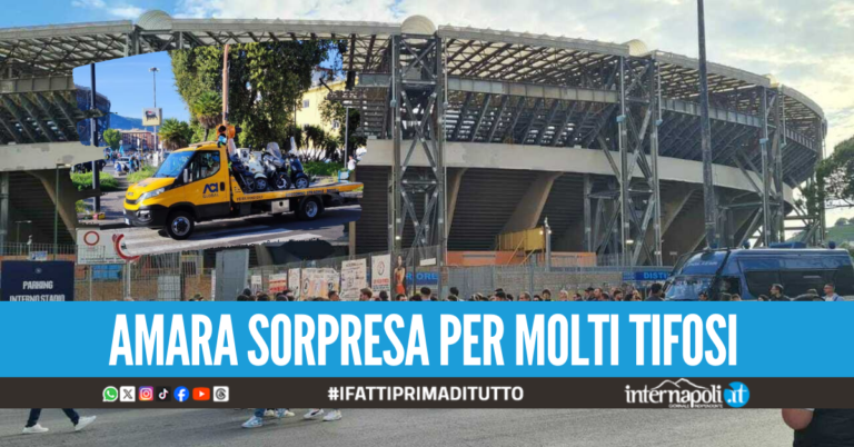 Oltre 100 veicoli in sosta vietata e multe salate, blitz fuori al Maradona durante Napoli-Juve