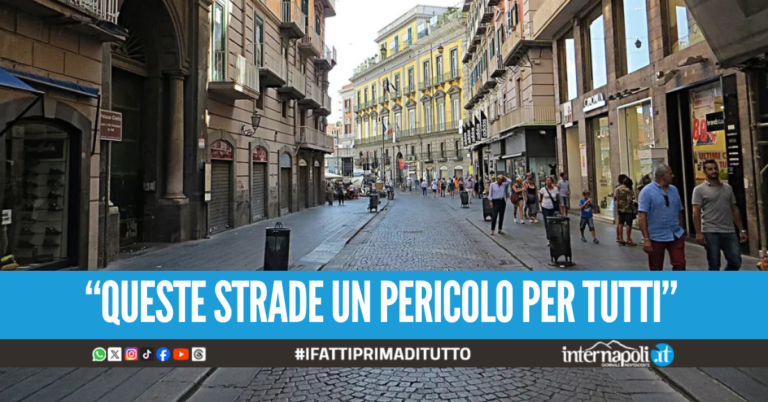 Inciampa sul marciapiede a via Toledo e si rompe il gomito, la cittadina denuncia il Comune di Napoli