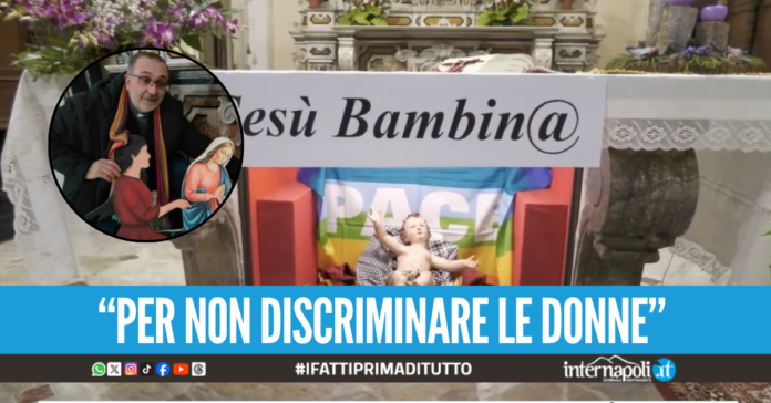 Gesù è una bambina sul presepe in Irpinia: 