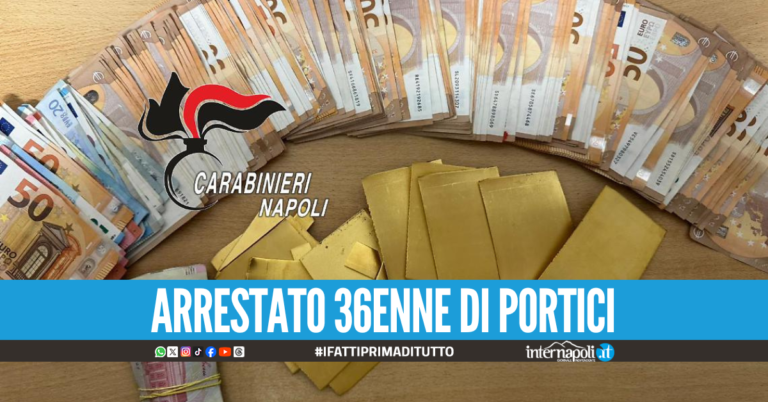 Lamine d'oro e contanti per 223mila euro, in manette nel parcheggio del supermercato a Napoli