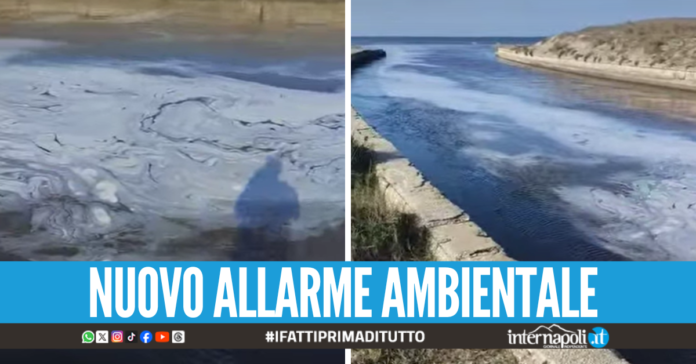 Ancora inquinamento al Lago Patria, schiuma bianca e puzza nauseabonda alla foce