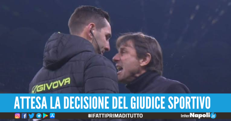 Espulso con l’Inter, ipotesi stangata per Conte: quante giornate di squalifica rischia