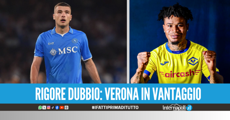 Rigore polemico per il Verona: Napoli sotto all’intervallo